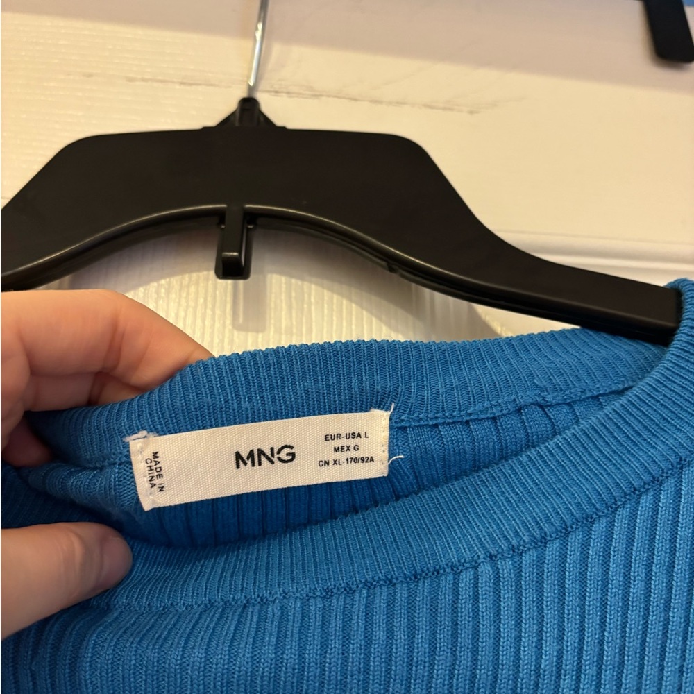 Mango Vibrant Blue Ribbed Long Sleeve Top - Picture 3 of 5